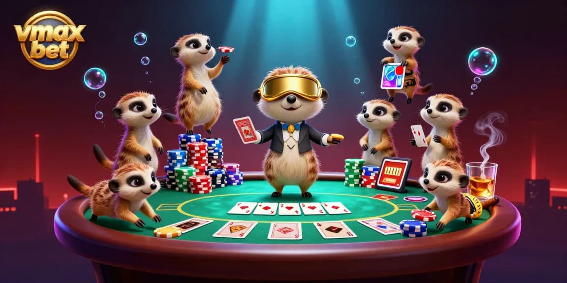 Experience thrilling gaming with vmax bet while meerkats engage in casino action and dynamic gameplay.