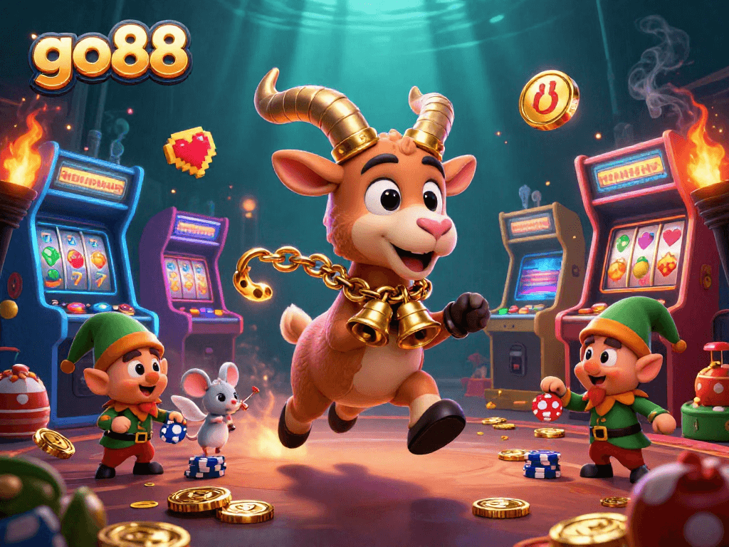 Experience thrilling gameplay at go88 with Krampus the casino master, angel mouse, and mischievous gremlins.