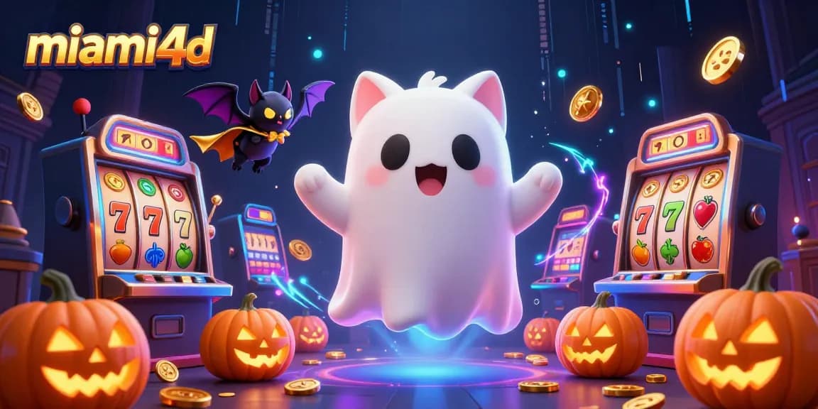 Engage in thrilling slots action with miami4d featuring a ghost cat and jackpot symbols.