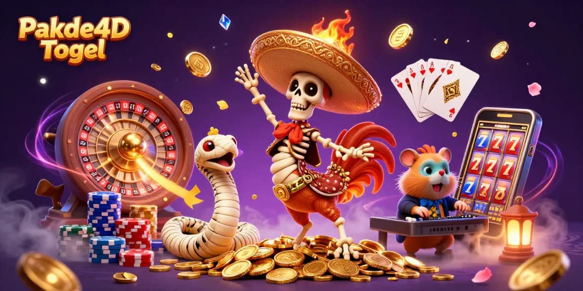Experience excitement with Pakde4D Togel as a skeleton mariachi rooster celebrates amidst sparkling coins.