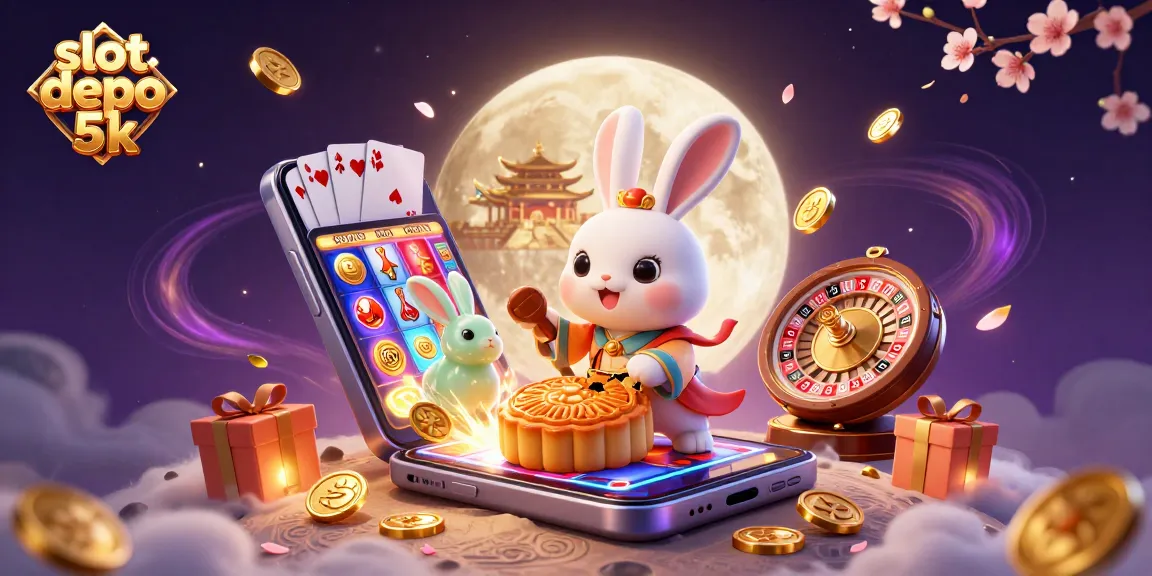 Engage with slot depo 5k and discover vibrant moon rabbits unleashing treasures of poker chips and slot games.