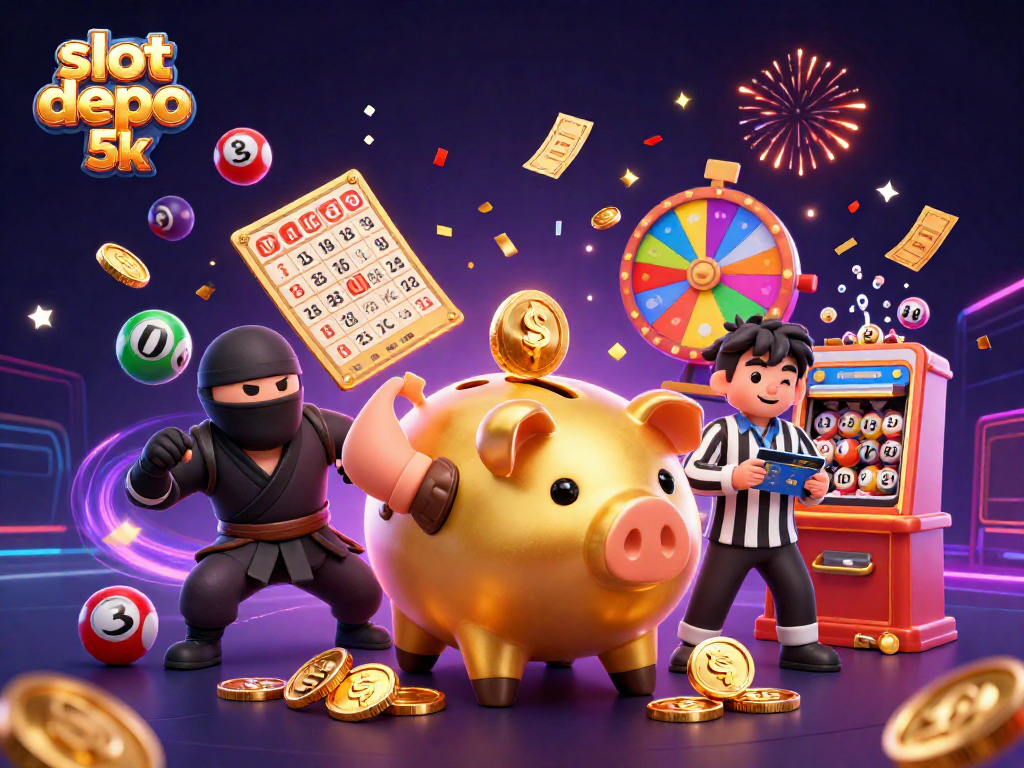 Engage in exciting gameplay with slot depo 5k featuring a golden pig sumo wrestler and dynamic game elements.