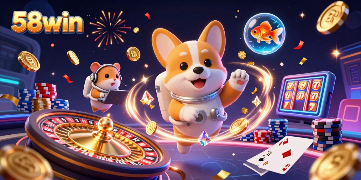 Join the excitement at 58win with a vibrant casino scene featuring the astronaut corgi!