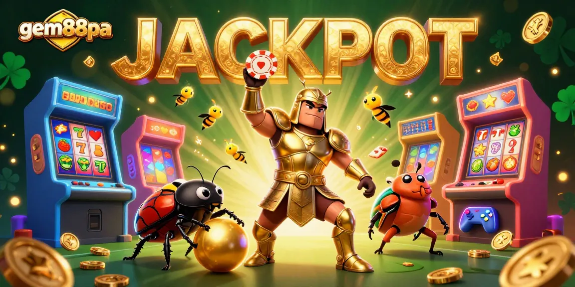 Play slots and win at gem88pa with animated characters celebrating a jackpot moment.