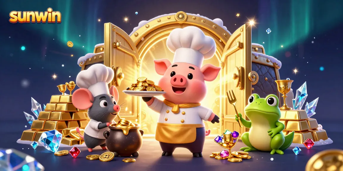 Sunwin gamers enjoying a rich online casino experience with gold coins and vibrant visuals.