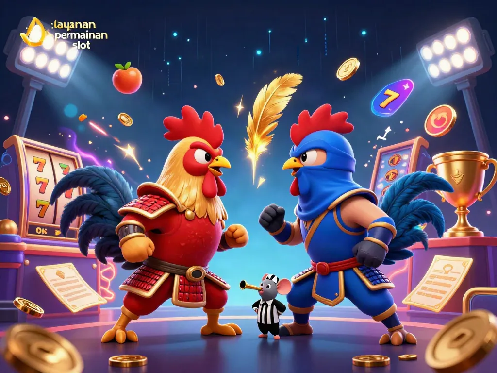 Layanan permainan slot online menghadirkan pertarungan dramatis antara ayam kartun yang berlengkap armor dan kostum