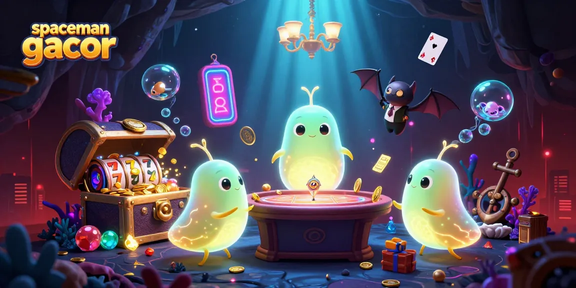 Engage with spaceman gacor in a vibrant casino scene featuring glowworms and sparkling treasures.