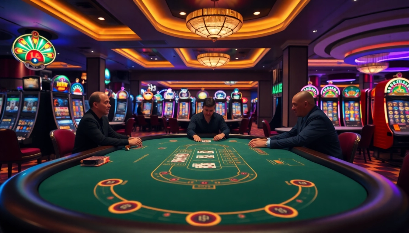 Engage in casino gaming by สมัคร w88 at a luxurious blackjack table with vibrant surroundings.