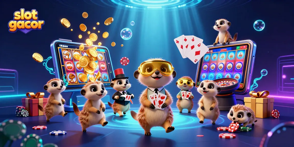 Menangkan jackpot di slot gacor dengan ilustrasi kasino beroperasi oleh meerkat.