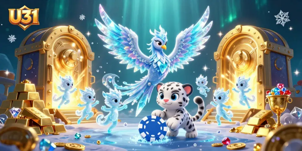 Experience the excitement of U31 with a dazzling ice phoenix and vibrant casino elements.
