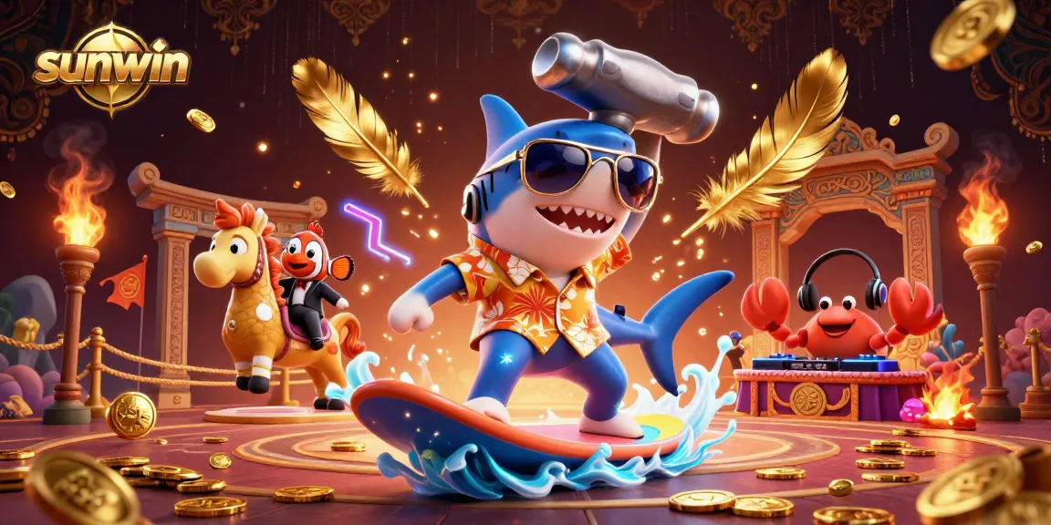Experience thrilling wins at sunwin with vibrant 3D characters playing in an exciting casino setting.