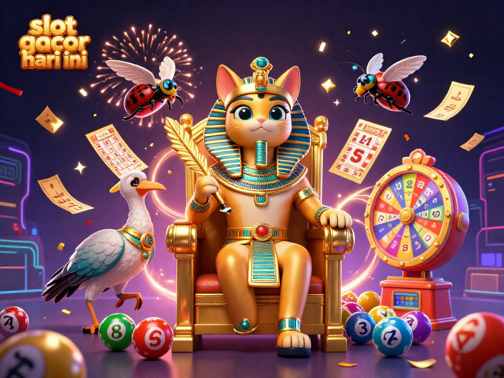 Menangkan slot gacor hari ini dengan ilustrasi kasino penuh warna dan karakter menarik.