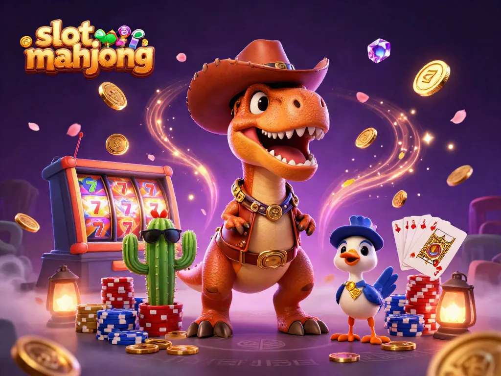 Menangkan jackpot dengan permainan slot mahjong yang penuh warna dan elemen dinamis dalam ilustrasi 3D.