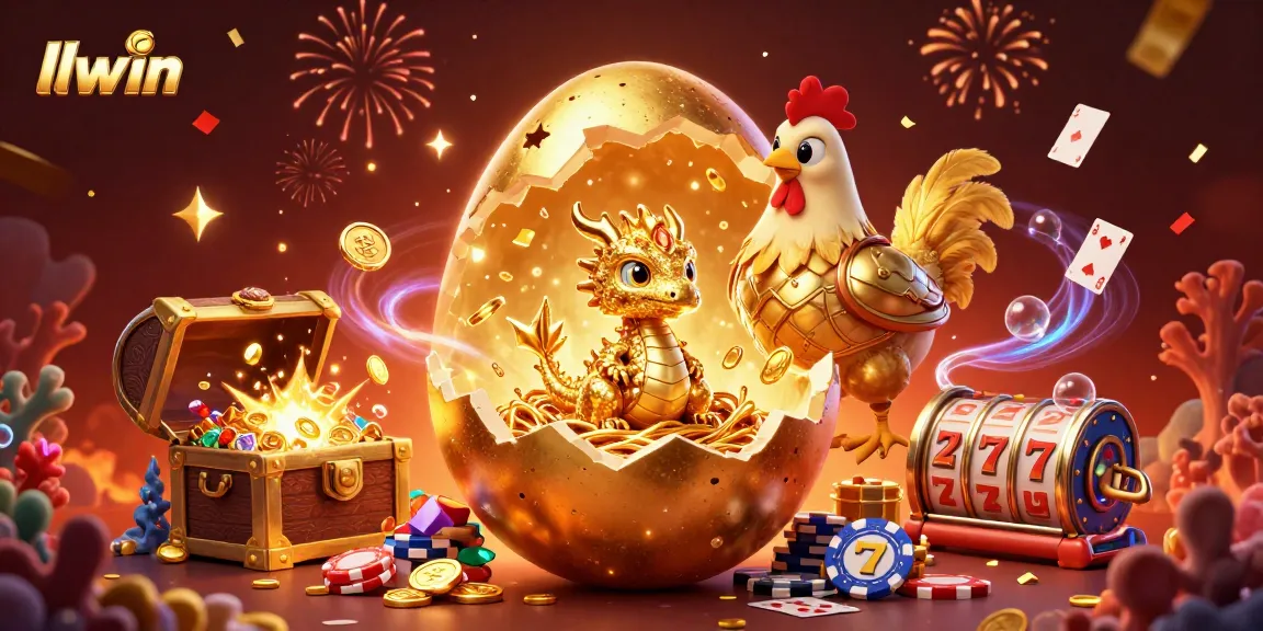 Experience thrilling gaming with llwin's golden dragon and poker chips in a vibrant casino setting.