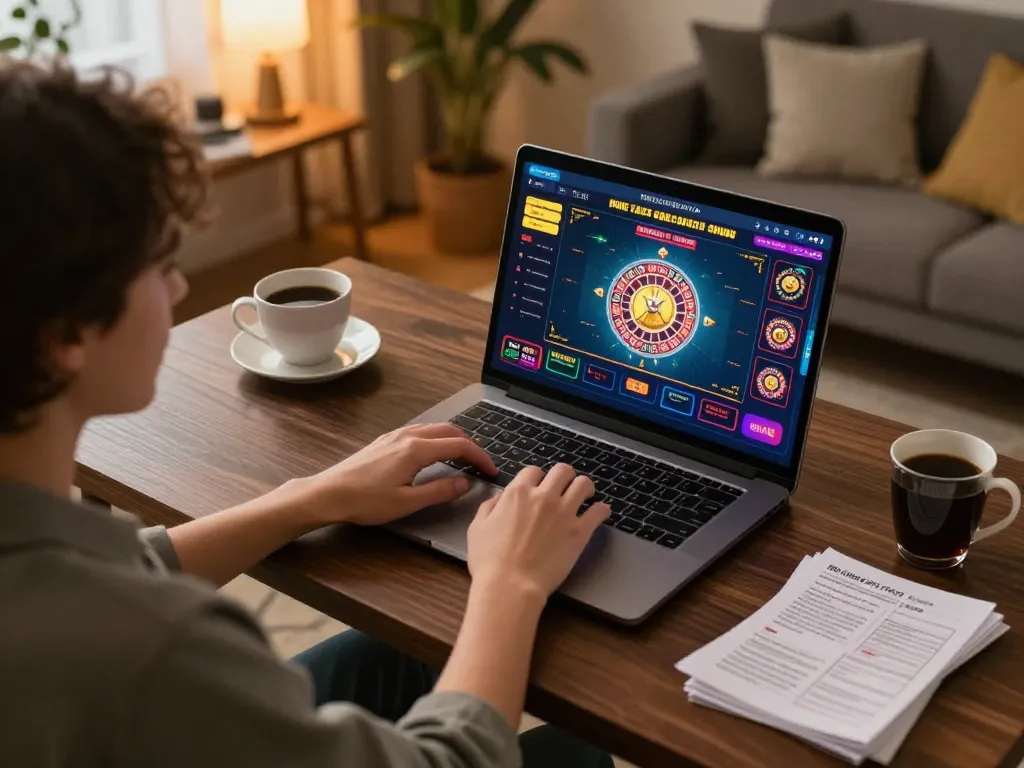 Experience nk88 live dealer action with a cozy home gaming setup, highlighting strategic gameplay.