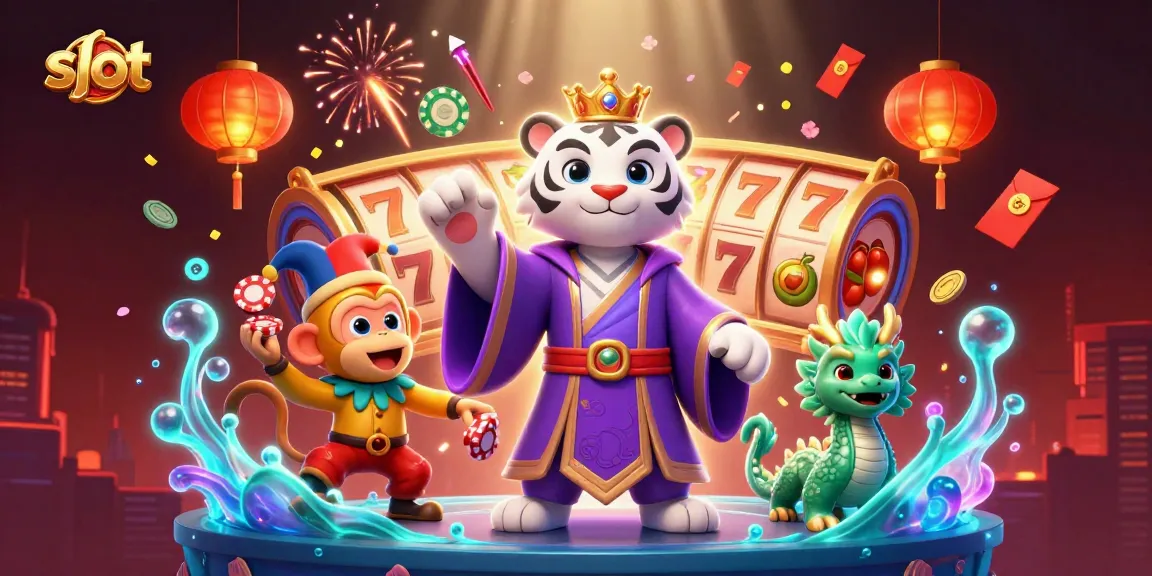 Slot gacor dengan naga jade dan macan putih, sambil bermain poker.