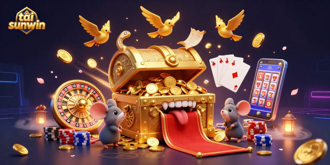 Engage in the excitement of tải sunwin with a vibrant 3D illustration showcasing rich gaming elements.