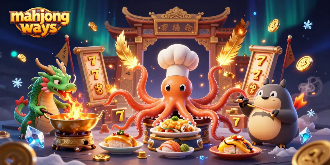 Immerse in mahjong ways with a vibrant 3D illustration showcasing dynamic casino elements and characters.
