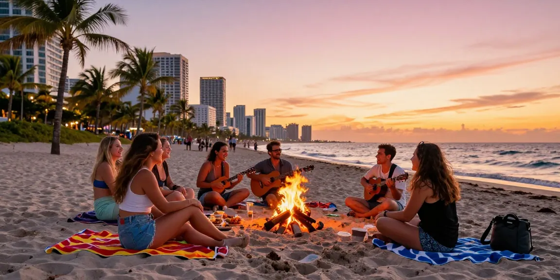 Pengalaman di pantai Miami bersama teman-teman, suasana bahagia dengan api unggun di tepi pantai dan pemandangan matahari terbenam di https://miami4d.com/.