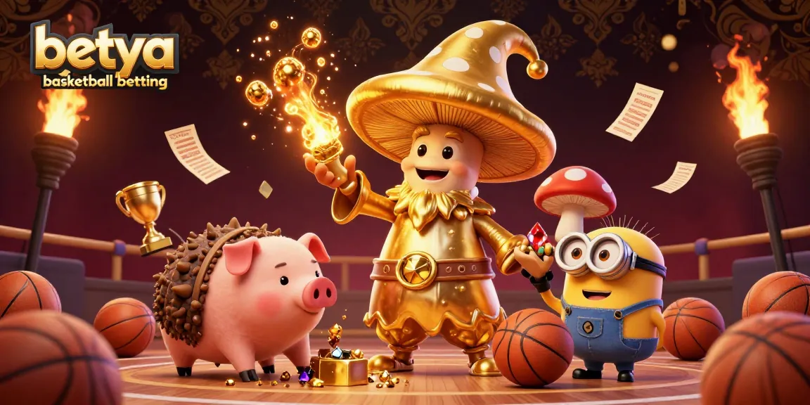 Experience betya basketball betting with a magical scene filled with treasures, sports action, and vibrant characters.