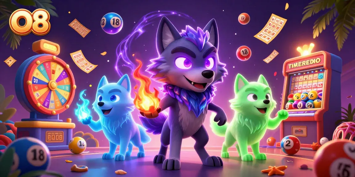Engage with O8's vibrant casino world featuring dynamic game elements and glowing characters.