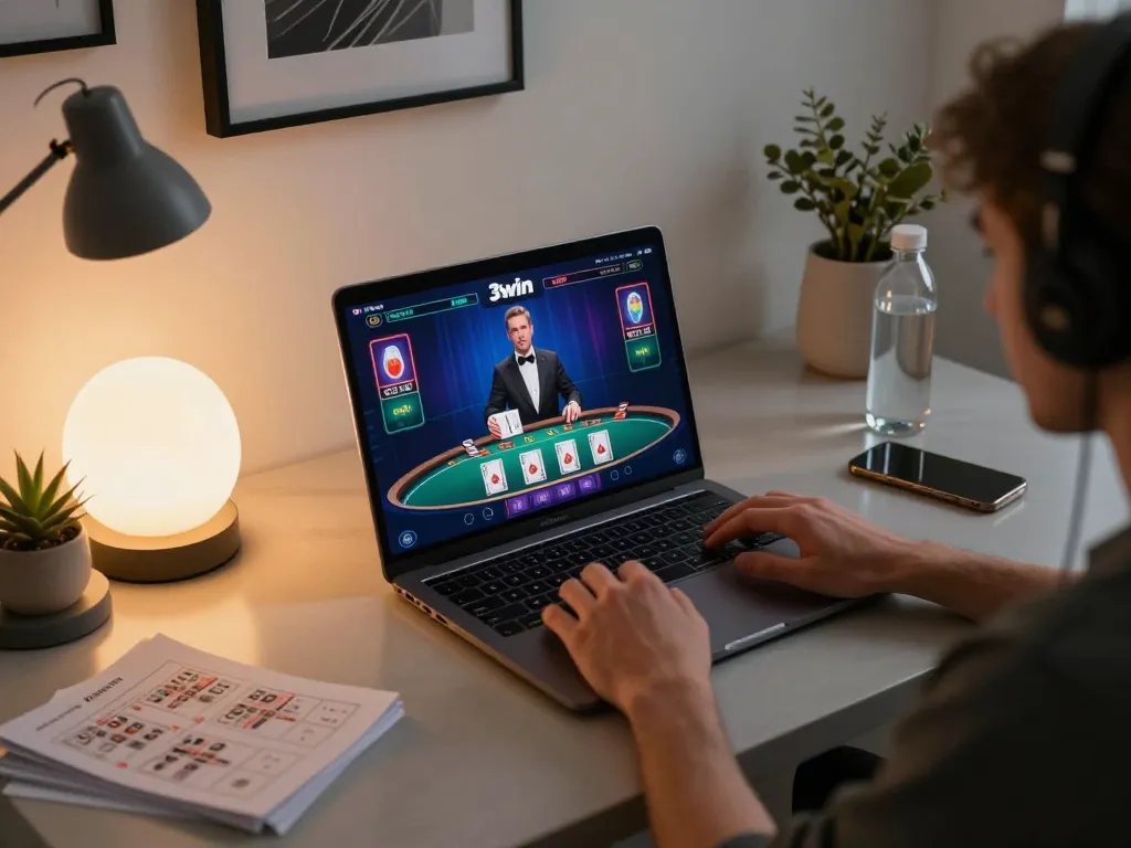 Engaging in a live dealer game on 3win for an exciting online gambling experience
