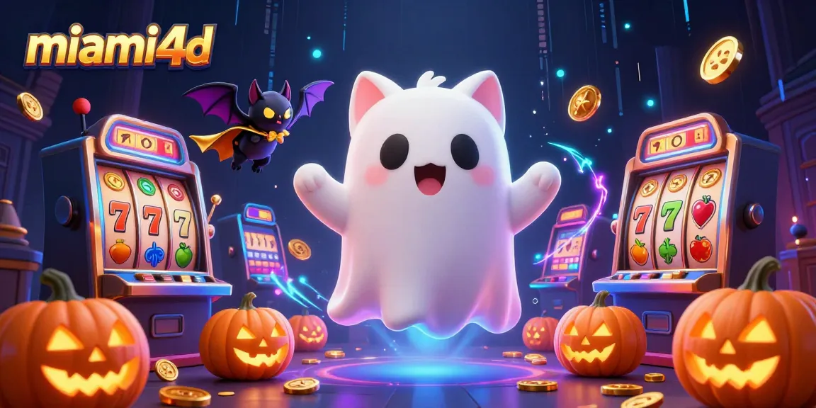 Engage in thrilling slots action with miami4d featuring a ghost cat and jackpot symbols.
