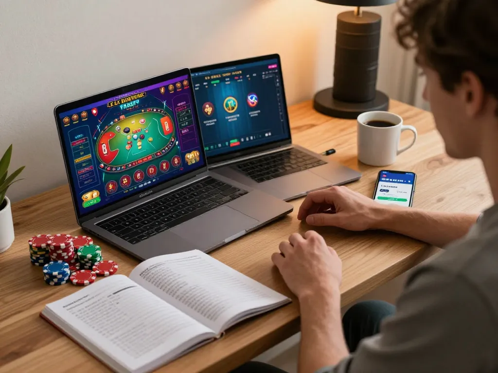 Player engaging with vt88 app for online gaming at a cozy home setup.