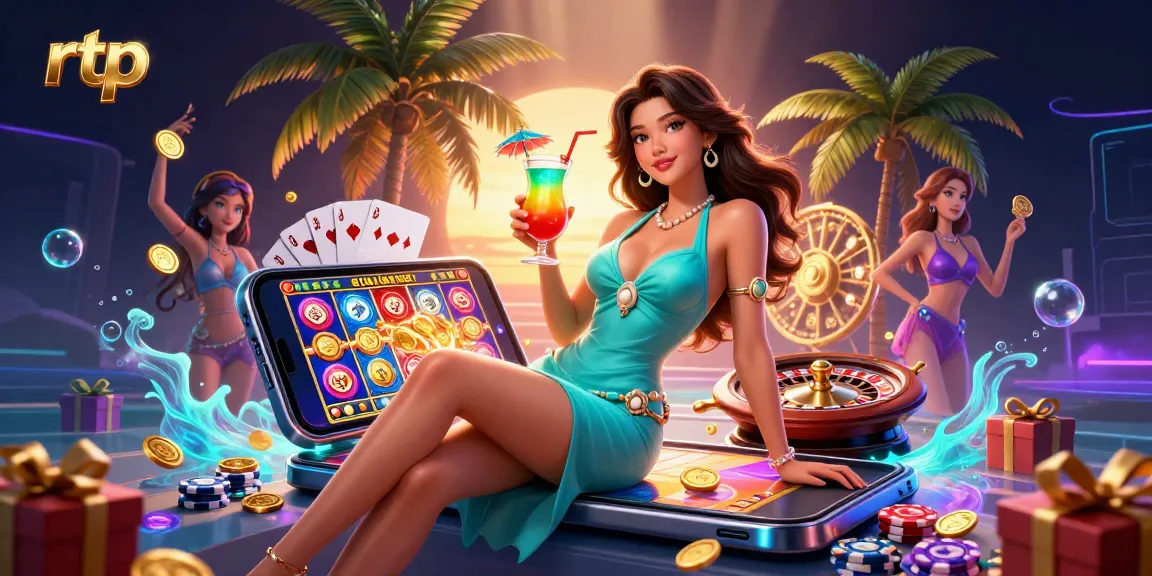Experience roulette thrills with rtp in a vibrant casino scene featuring dynamic slot games and premium gaming elements.