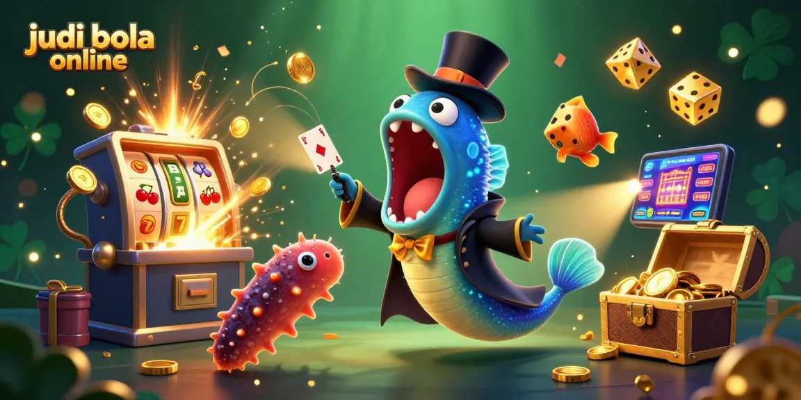 Experience thrilling judi bola online action with an imaginative scene of aquatic characters and vibrant casino elements.