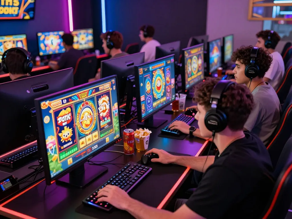 Players enjoy an engaging gaming experience on zeus138 with vibrant slots and modern setup.