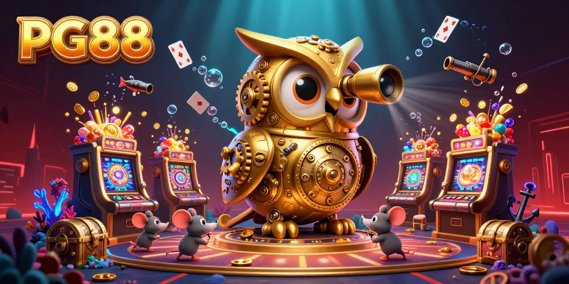 Experience the thrill of PG88 with a lively casino scene featuring detailed characters and gaming elements.