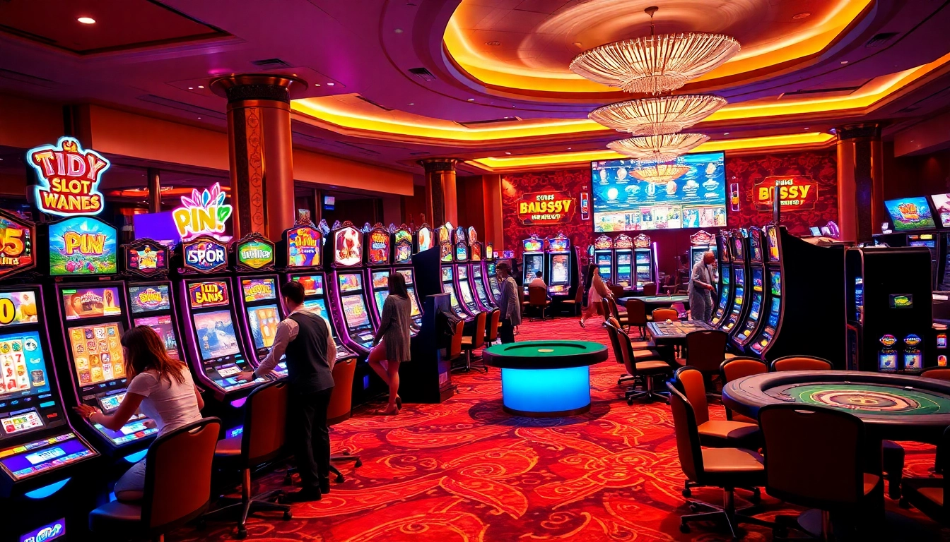 Experience thrilling wins in a luxurious casino atmosphere with situs slot demo showcasing vibrant slot machines.