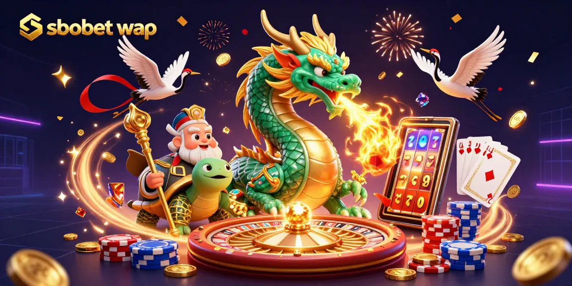 Engaging players with sbobet wap mobile betting experience through a vibrant casino-themed 3D illustration.