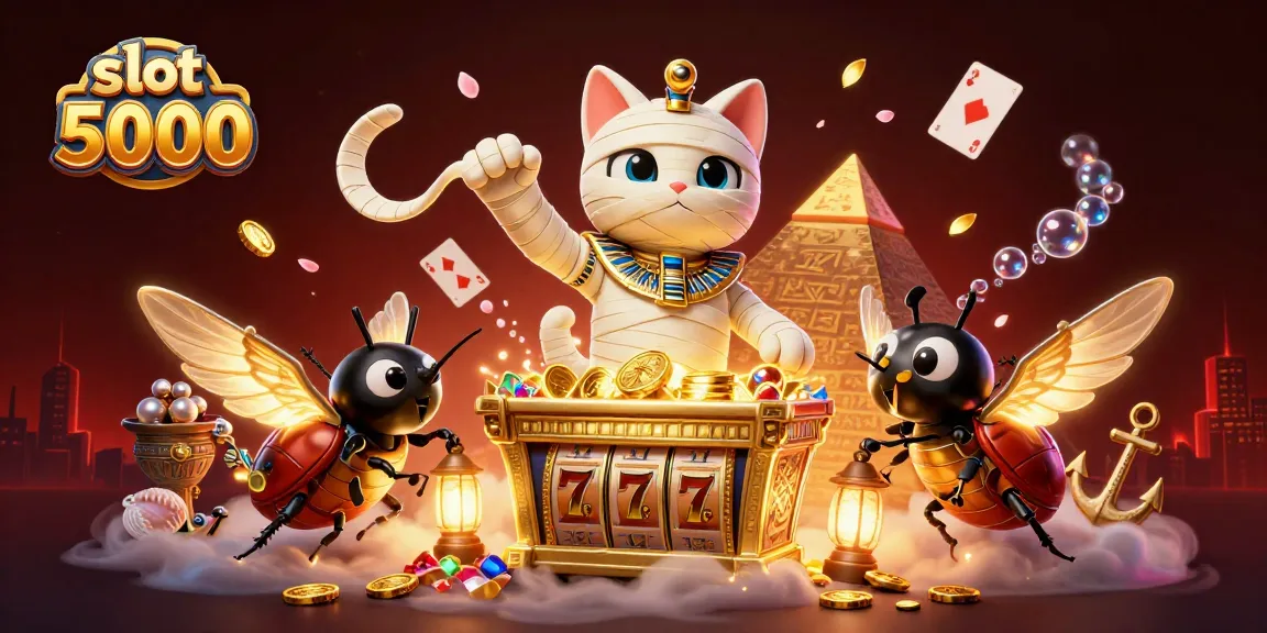 Grab exciting wins with slot deposit 5000 in this vibrant, dynamic casino illustration.