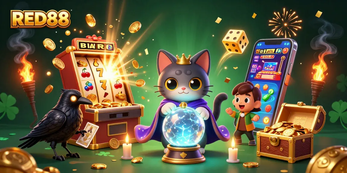 Engage with RED88 for a thrilling jackpot experience, featuring vibrant elements and dynamic characters.