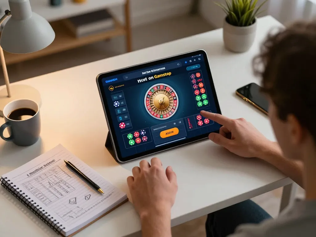 Engaging in gameplay at casinos not on Gamstop with a strategy notebook and tablet