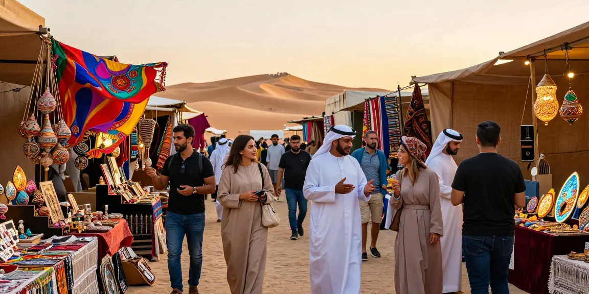 Engaging market scene showcasing tourist exploration of traditional artifacts and toto slot opportunities in Dubai.