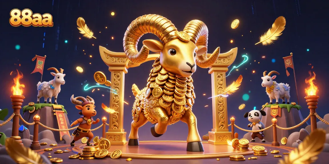 Experience the excitement at 88aa with a golden ram charging through a dramatic casino scene.