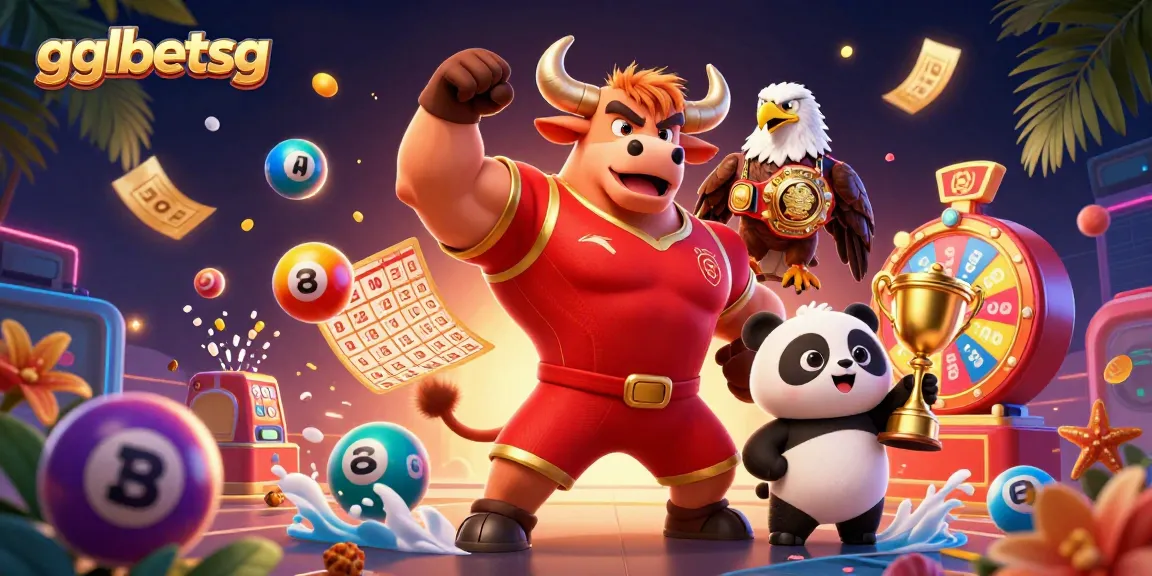 Bettors relish successful wagers at esports events with gglbetsg, featuring an animated bull, eagle, and panda.