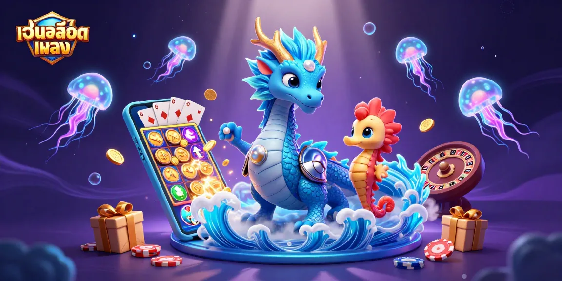 Engage with เว็บสล็อตตรง as a vibrant azure dragon, seahorse knight, and glowing jellyfish bring slot gaming to life.