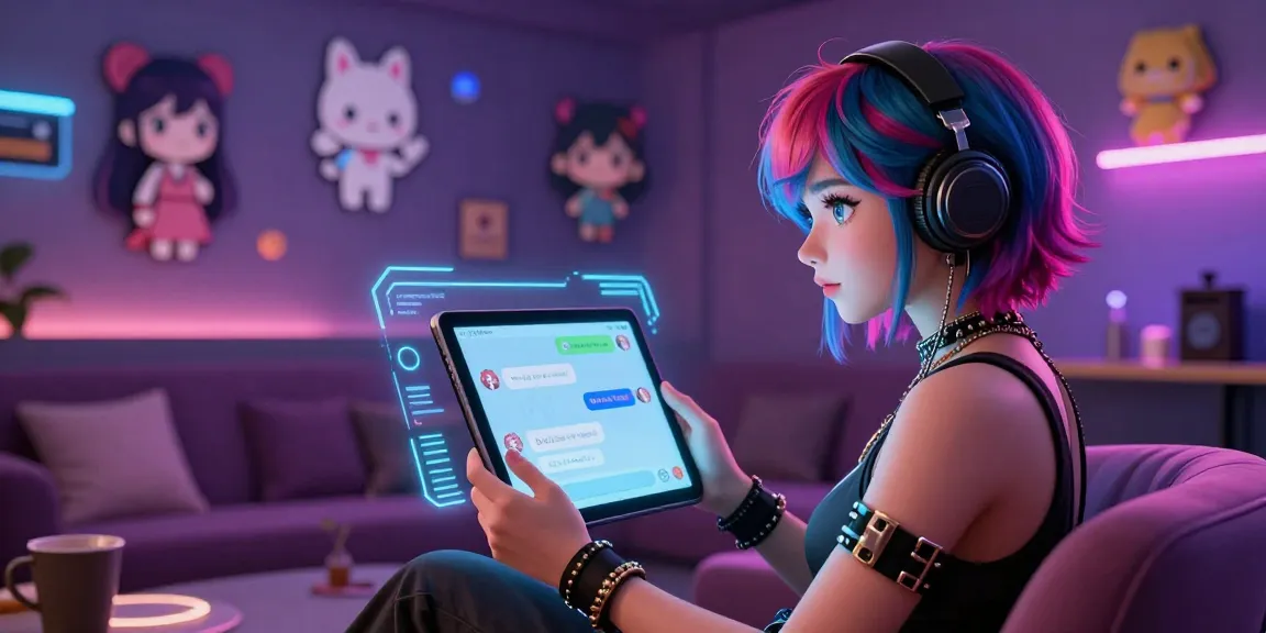 Engaging hentai AI chat environment featuring avatars and vibrant neon accents for immersive experiences.