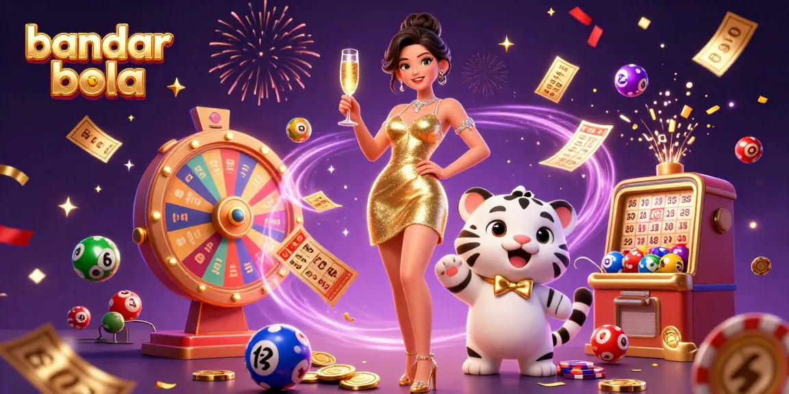 Win big with bandar bola in this vibrant casino illustration featuring joyful characters.