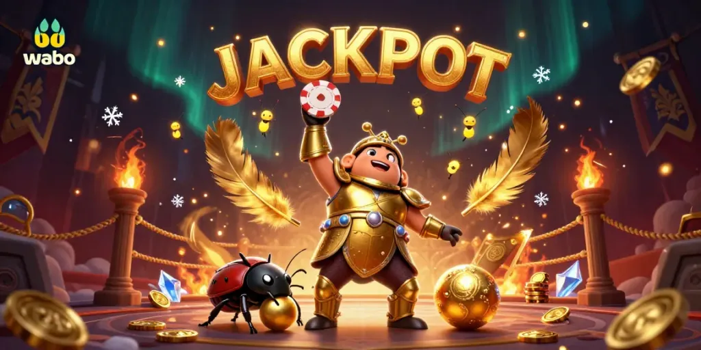 Experience the thrill of wabo with a victorious hercules beetle in a dynamic casino scene.