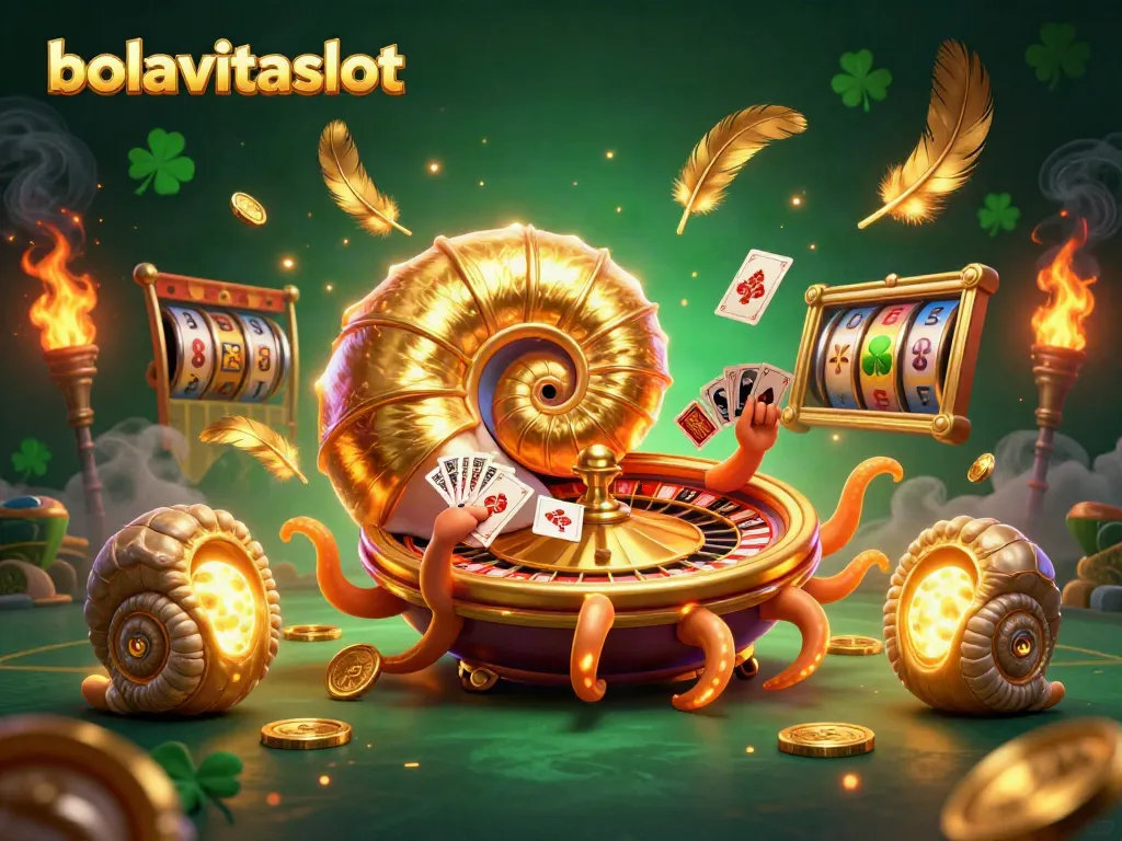 Experience thrilling action with bolavitaslot's interactive roulette and colorful slot elements in a vibrant casino scene.