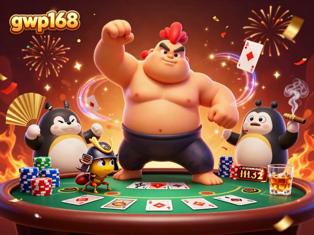 GWP168 mengunjungi meja poker dengan karakter gambar 3D yang menarik dan penuh warna.
