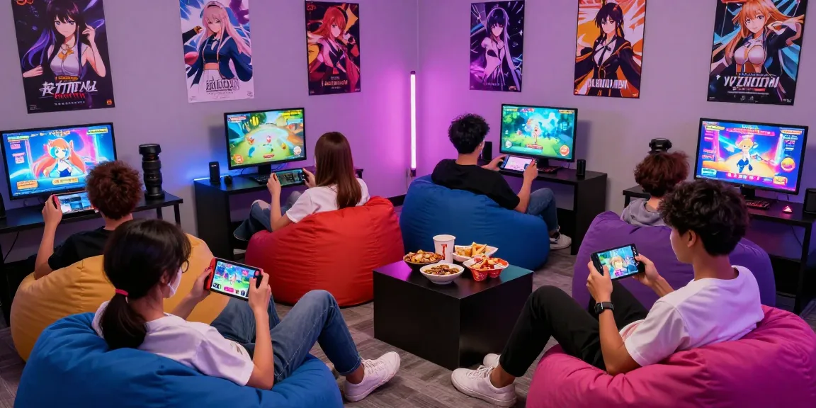 Engaging gaming scene featuring players enjoying an interactive hentai game in a vibrant atmosphere.