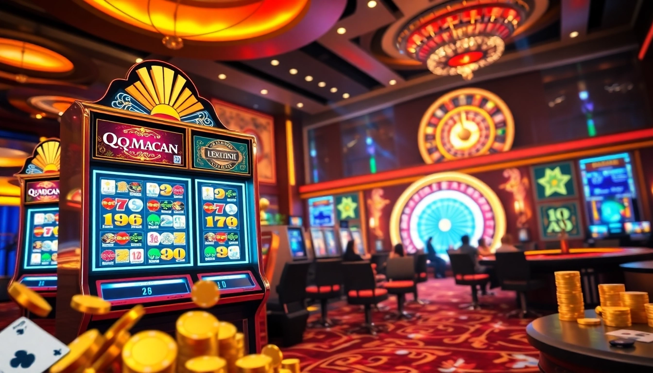 Experience excitement at qqmacan's premier slot machines in a luxurious casino environment.