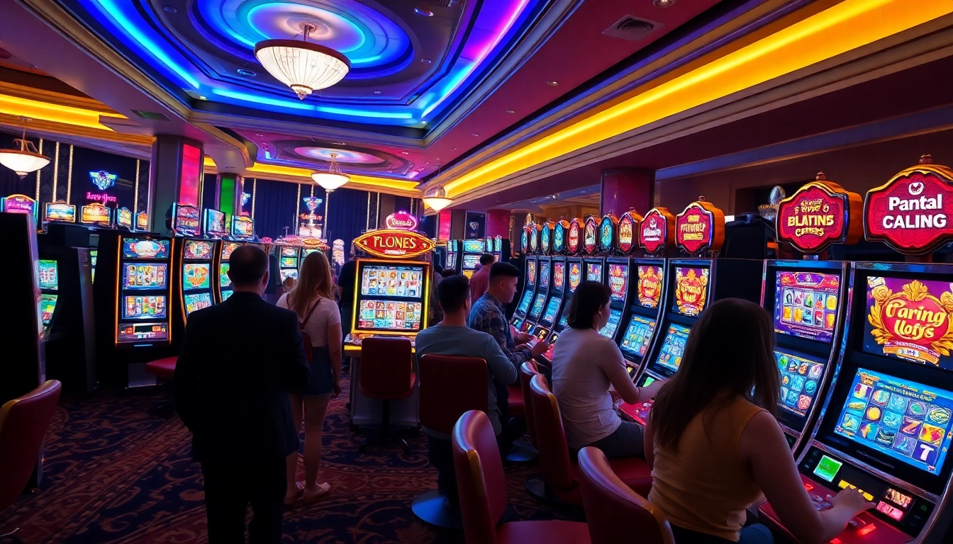 Experience the thrill of kerajaanslot with vibrant slot machines and eager players.