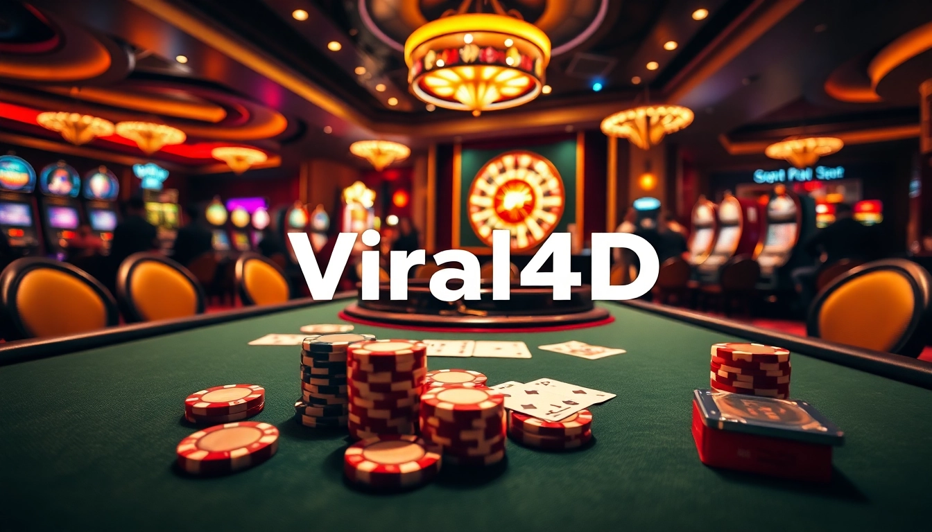 Experience the thrill of gambling at viral4d with luxurious casino tables and vibrant lights.
